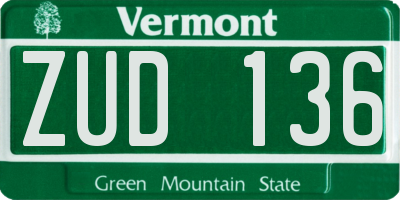 VT license plate ZUD136
