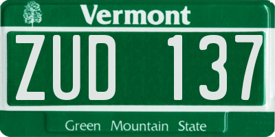 VT license plate ZUD137