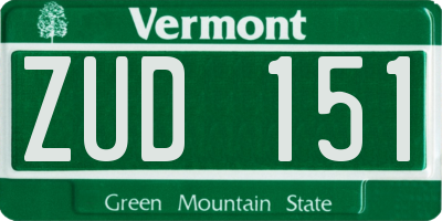 VT license plate ZUD151