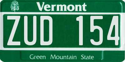 VT license plate ZUD154