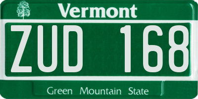 VT license plate ZUD168