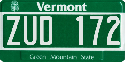 VT license plate ZUD172