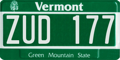 VT license plate ZUD177