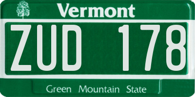 VT license plate ZUD178