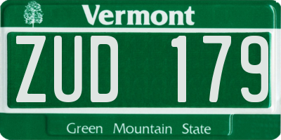 VT license plate ZUD179