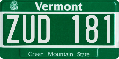 VT license plate ZUD181