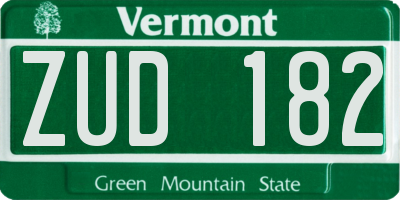 VT license plate ZUD182