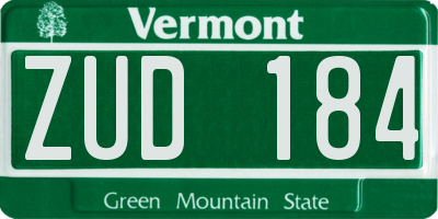 VT license plate ZUD184