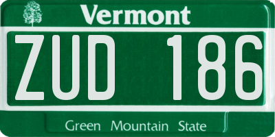 VT license plate ZUD186