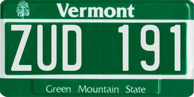 VT license plate ZUD191