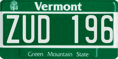 VT license plate ZUD196