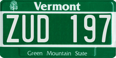 VT license plate ZUD197