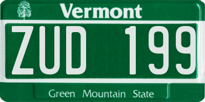VT license plate ZUD199