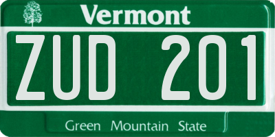 VT license plate ZUD201