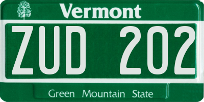 VT license plate ZUD202