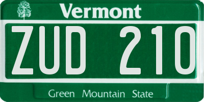 VT license plate ZUD210