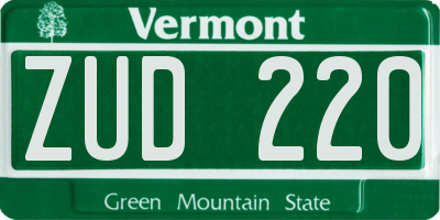 VT license plate ZUD220