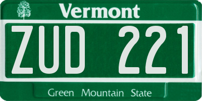 VT license plate ZUD221