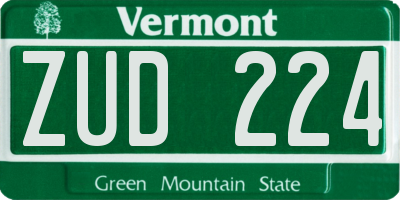 VT license plate ZUD224