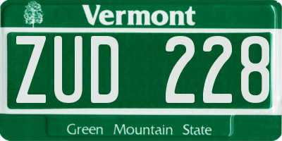 VT license plate ZUD228