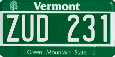 VT license plate ZUD231