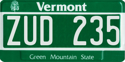 VT license plate ZUD235