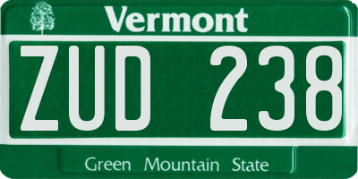 VT license plate ZUD238
