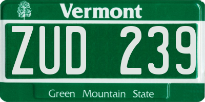 VT license plate ZUD239