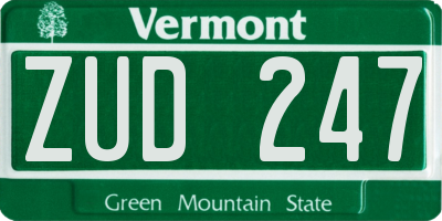 VT license plate ZUD247