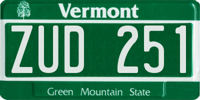 VT license plate ZUD251