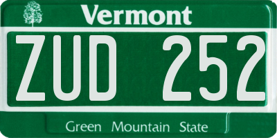 VT license plate ZUD252
