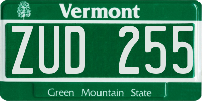 VT license plate ZUD255