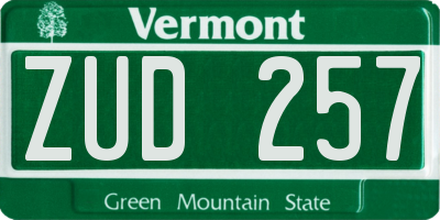 VT license plate ZUD257