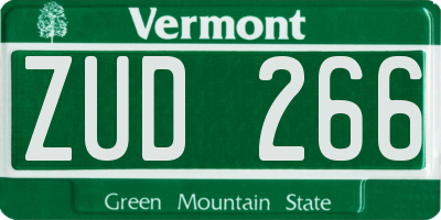 VT license plate ZUD266