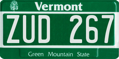 VT license plate ZUD267