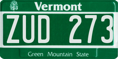 VT license plate ZUD273
