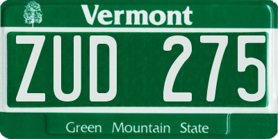 VT license plate ZUD275