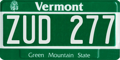 VT license plate ZUD277