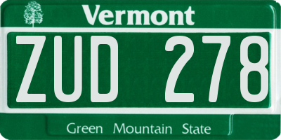 VT license plate ZUD278