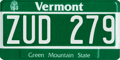 VT license plate ZUD279