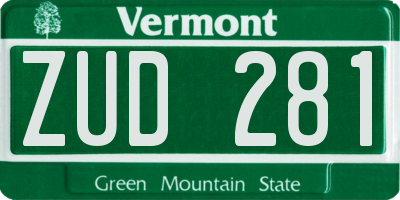 VT license plate ZUD281