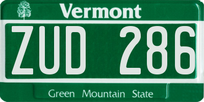 VT license plate ZUD286