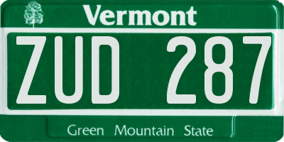 VT license plate ZUD287