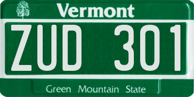 VT license plate ZUD301