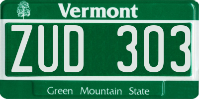 VT license plate ZUD303