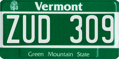 VT license plate ZUD309