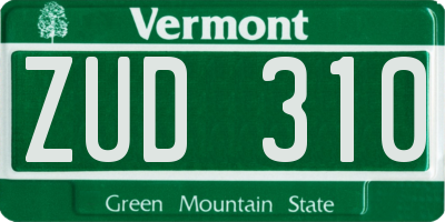 VT license plate ZUD310