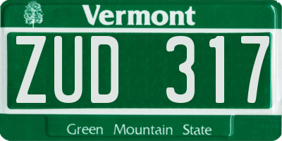 VT license plate ZUD317