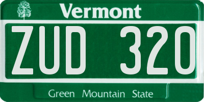 VT license plate ZUD320