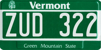 VT license plate ZUD322